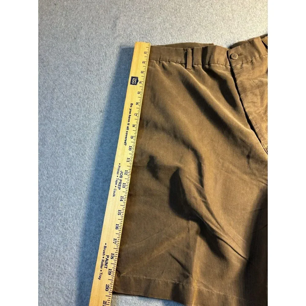Alfani Chino Shorts Mens Size 36 Brown Pinstripe Modal Pockets Casual Flat Front